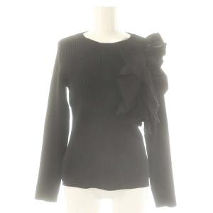 24AW アシメフリルリブニット セーター 長袖 2 ブラック /ES OS SH