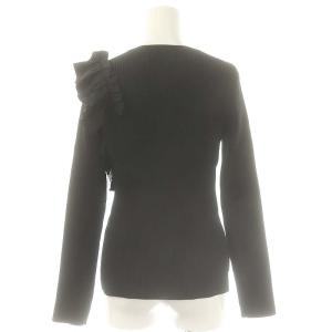 JUSGLITTY 24AW アシメフリルリブニット セーター 長袖 2 ブラック /ES OS SH