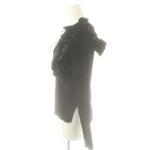 JUSGLITTY 24AW アシメフリルリブニット セーター 長袖 2 ブラック /ES OS SH