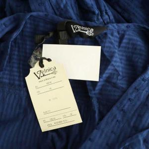 Velnica 七分袖ワンピース ロング ストライプ ジャガード インド製 ネイビー /MY OS