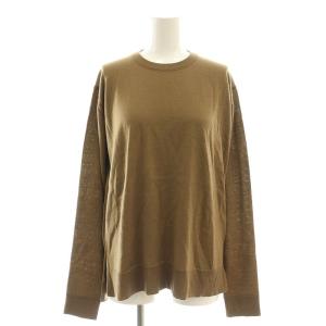 FF30 クルーネック オーバープルオーバー ニット カットソー 長袖 茶 ブラウン カーキ /AQ OS