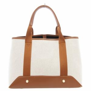 ANTEPRIMA ミスト MISTO ハンドバッグ トート ポーチ付 キャンバス レザー 茶 ブラウン 白 ホワイト /GV