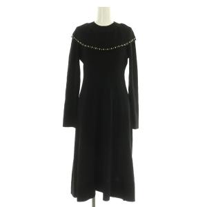 ホットフィットニットドレス ワンピース ロング 長袖 スタッズ 38 ブラック /MY OS