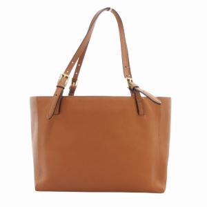 TORY BURCH トートバッグ ロゴ プレート レザー 茶 ブラウン /HO AA