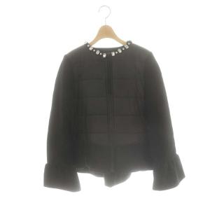 YCC-318-082 中綿入り ビジュー付き ウォーム ショートコート 38 ブラック