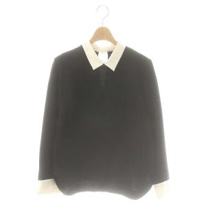 23AWリングツイードバイカラーブラウス 黒 白 /MI OS