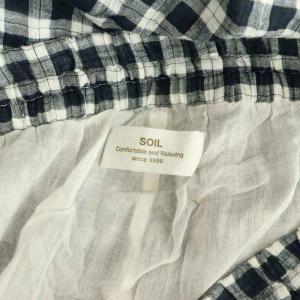 SOIL チェックイージーワイドパンツ コットン ギャザー 2 ネイビー /MY OS