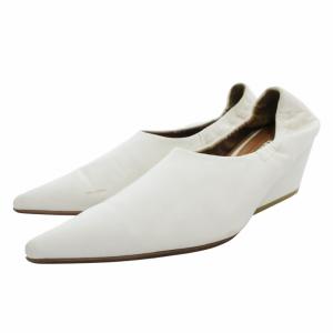 PINA BOKLE パンプス チャンキーヒール ポインテッドトゥ レザー 37 24.0cm 白 ホワイト