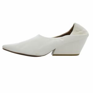 PIPPICHIC PINA BOKLE パンプス チャンキーヒール ポインテッドトゥ レザー 37 24.0cm 白 ホワイト