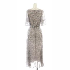 Apuweiser-riche フレアスリーブワンピース ロング ウエストリボン 1 S 紫 パープル マルチカラー 21264570