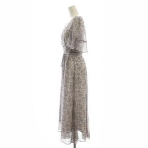 Apuweiser-riche フレアスリーブワンピース ロング ウエストリボン 1 S 紫 パープル マルチカラー 21264570