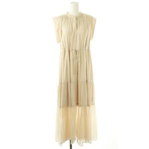 23SS プリーツティアードノースリワンピース インナー付き 2 ベージュ /MI OS