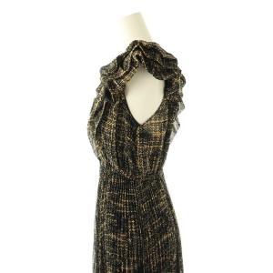 COCO DEAL 幾何プリントフリルプリーツワンピース インナー付き 1 黒 ベージュ /MI OS