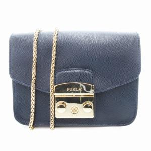 メトロポリス チェーンショルダーバッグ レザー 紺 ネイビー /UD