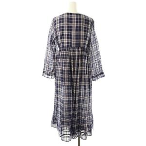 NE QUITTEZ PAS! チェック カシュクールワンピース ロングガウン 紫 ゴールド色 /MI OS