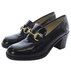 ホースビット ヒールローファー レザー 36C 黒 ブラック 100 356 /SR20