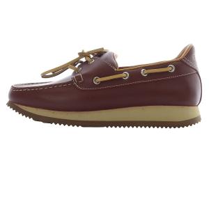 HERMES レザー デッキシューズ 37 ブラウン