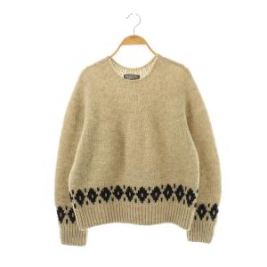 BULKY WOOL ニット セーター プルオーバー ウール 2 ベージュ 黒 /CX OS