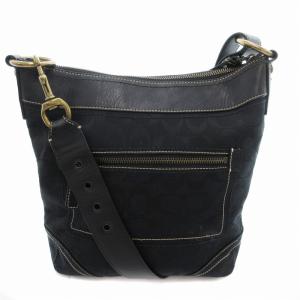 COACH シグネチャー ショルダーバッグ キャンバス レザー 黒 ブラック 10403 /UD