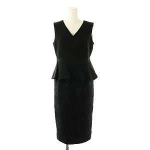 ペプラムワンピース ドッキング ロング ノースリーブ 36 ブラック /ES OS SH