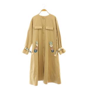 フラワー ノーカラーコート スプリングコート フラワーモチーフ 1 ベージュ マルチカラー /CX OS