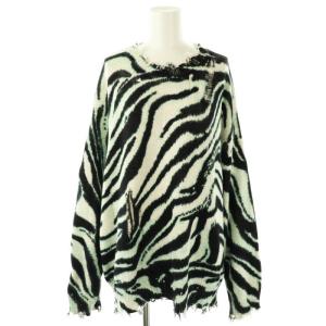 Oversized Sweater in Blue Zebra ニット セーター ゼブラ柄 長袖 S ブラック