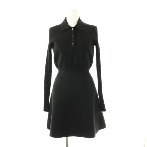 24年 襟付きニットワンピース XS ブラック