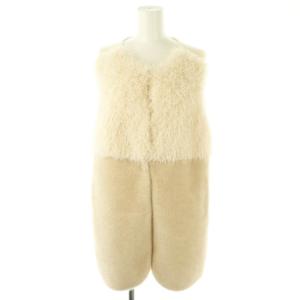 23AW フェイクファーコンビニットジレ 前開き 2 アイボリー /HK OS SH