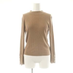 ハイネックリブニットトップ セーター 長袖 ウール 36 モカ /DO OS