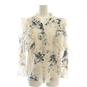 25SS シアーフリルブラウス 長袖 ボタニカル柄 F アイボリー チャコール /ES OS