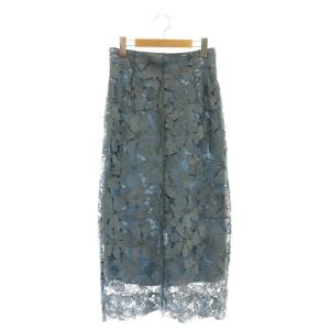 23SS フラワーラメレースタイトスカート ロング 1 ブルーグレー /ES OS