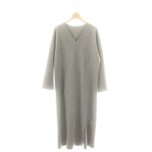 ウールVネックワンピース 長袖 ロング 3 M グレー /SY OS