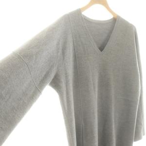 PLAIN PEOPLE ウールVネックワンピース 長袖 ロング 3 M グレー /SY OS