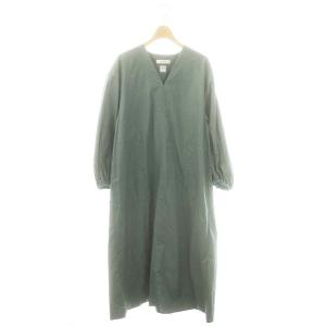 24SS THOMAS MASON CO ブロードワンピース ロング 長袖 Vネック 38 グリーン /DO