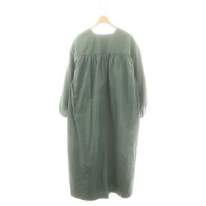 ADORE 24SS THOMAS MASON CO ブロードワンピース ロング 長袖 Vネック 38 グリーン /DO