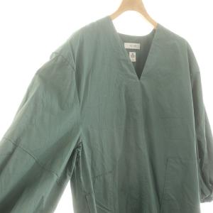 ADORE 24SS THOMAS MASON CO ブロードワンピース ロング 長袖 Vネック 38 グリーン /DO