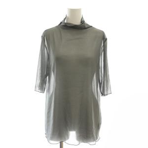 23AW シアージャージ?カットソー 五分袖 シースルー ハイネック 38 グレー /AT OS
