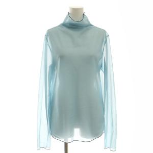 23SS シアージャージ?カットソー 長袖 シースルー ハイネック 38 青 ブルー /AT OS
