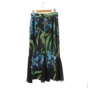 ADORE ブルーフラワープリントスカート マーメイド ロング 36 ブルー /HK OS