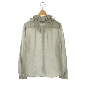 MARGARET HOWELL DOUBLE RUFFLE SHIRT ラッフルカラーフリルシャツ ブラウス 長袖 2 グレー /DO