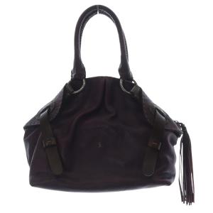 タッセルジップ レザートートバッグ ハンドバッグ 紫 パープル /SR5