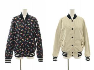 フラワーリバーシブル ブルゾン ジャンパー 黒 ブラック /SS OS