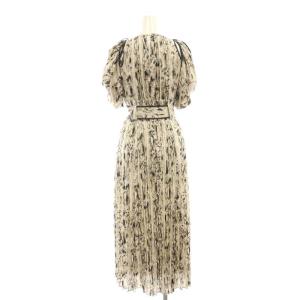 SNIDEL 2WAYボリュームスリーブプリントワンピース マキシ ロング 半袖 0 グレー 黒 ブラック /AT OS