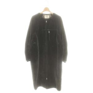 フェイクファー ノーカラーコート アウター M チャコール /ES OS