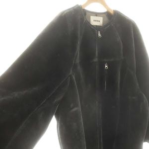 zucca フェイクファー ノーカラーコート アウター M チャコール /ES OS