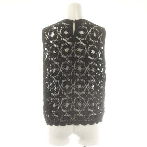 Spick&Span 24SS カギ針ニットトップス カットソー ノースリーブ ブラック /DO OS