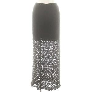 24SS カギ針ニットスカート タイト ブラック /DO OS