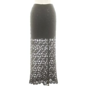 Spick&Span 24SS カギ針ニットスカート タイト ブラック /DO OS