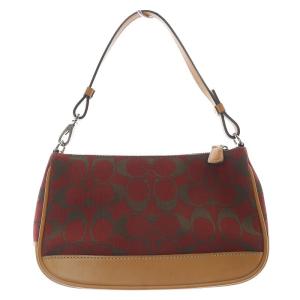 COACH シグネチャー キャンバス ワンハンドルバッグ ハンドバッグ ベージュ 赤 レッド 6094 /SR10