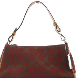 COACH シグネチャー キャンバス ワンハンドルバッグ ハンドバッグ ベージュ 赤 レッド 6094 /SR10